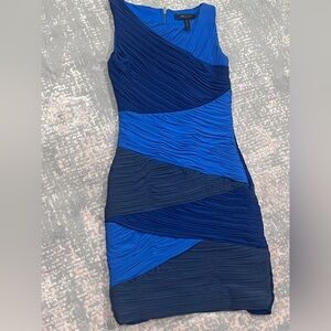 BCBG Max Azria Blue Bodycon Shirred Ruched Dress XS
